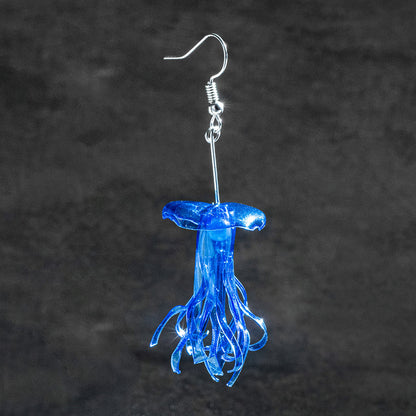 Blue Jellyfish Drop Earrings Jewelry Upcycle with Jing 