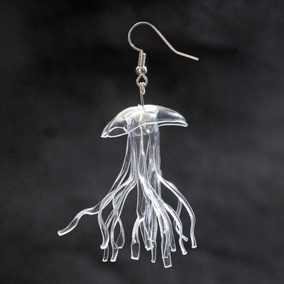 Clear Jellyfish Drop Earrings Upcycle with Jing 
