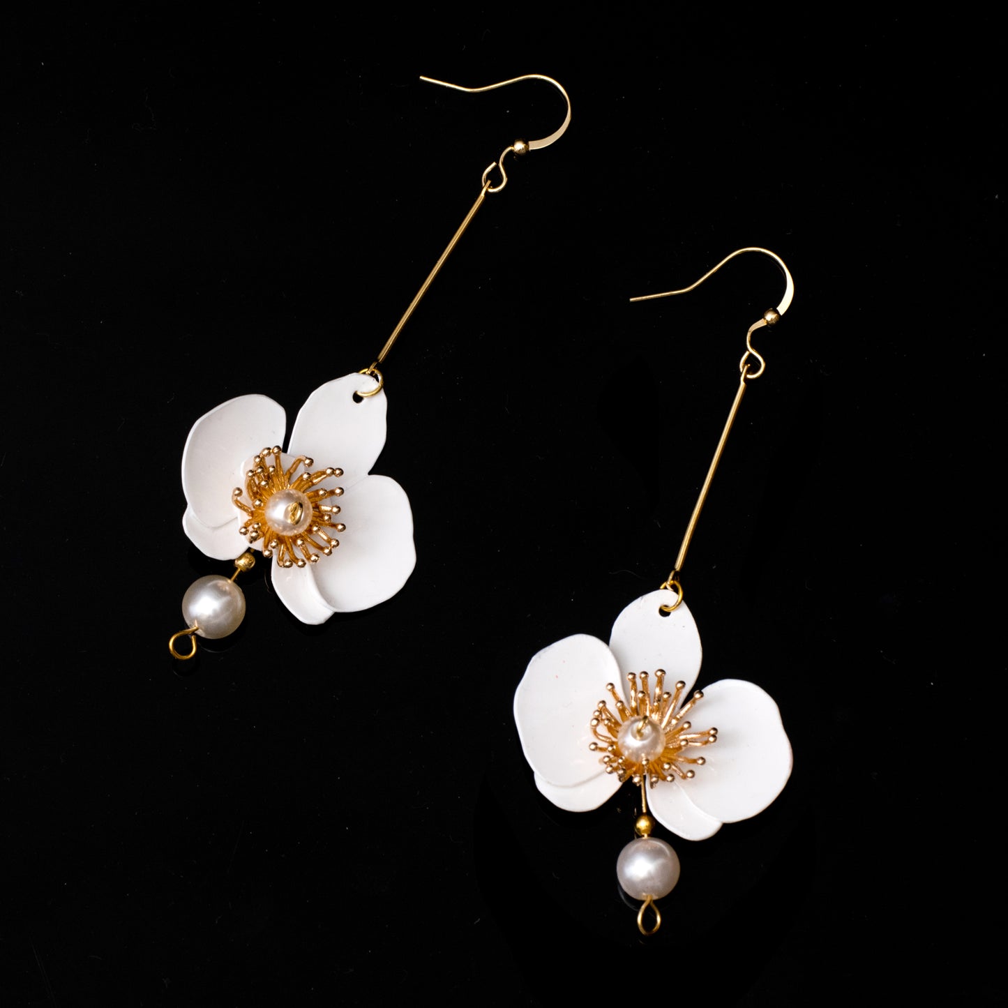 Butterfly Orchid Pearl Earrings - White