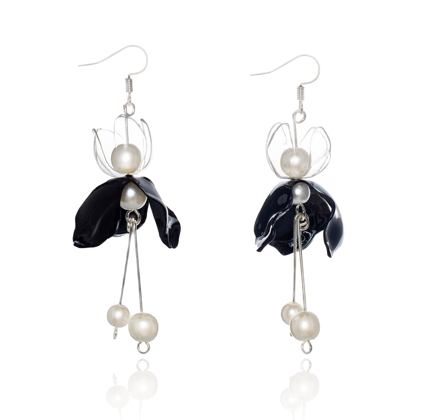 Black Swan Drop Earrings Jewelry Upcycle with Jing 
