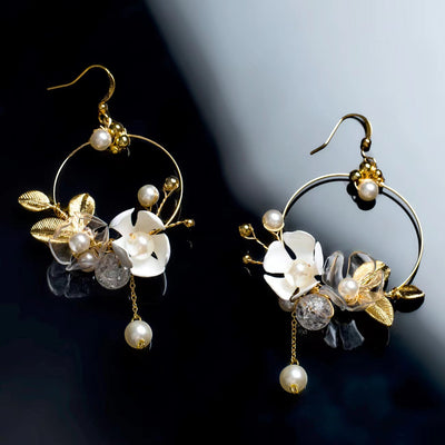 Floral Art Nouveau Earrings Earrings Upcycle with Jing 