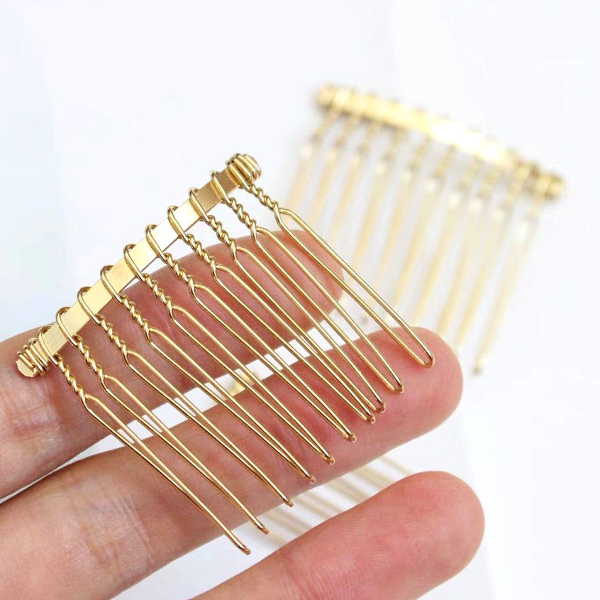 DIY supply - 4cm wide hair comb (gold) DIY kit Upcycle with Jing 