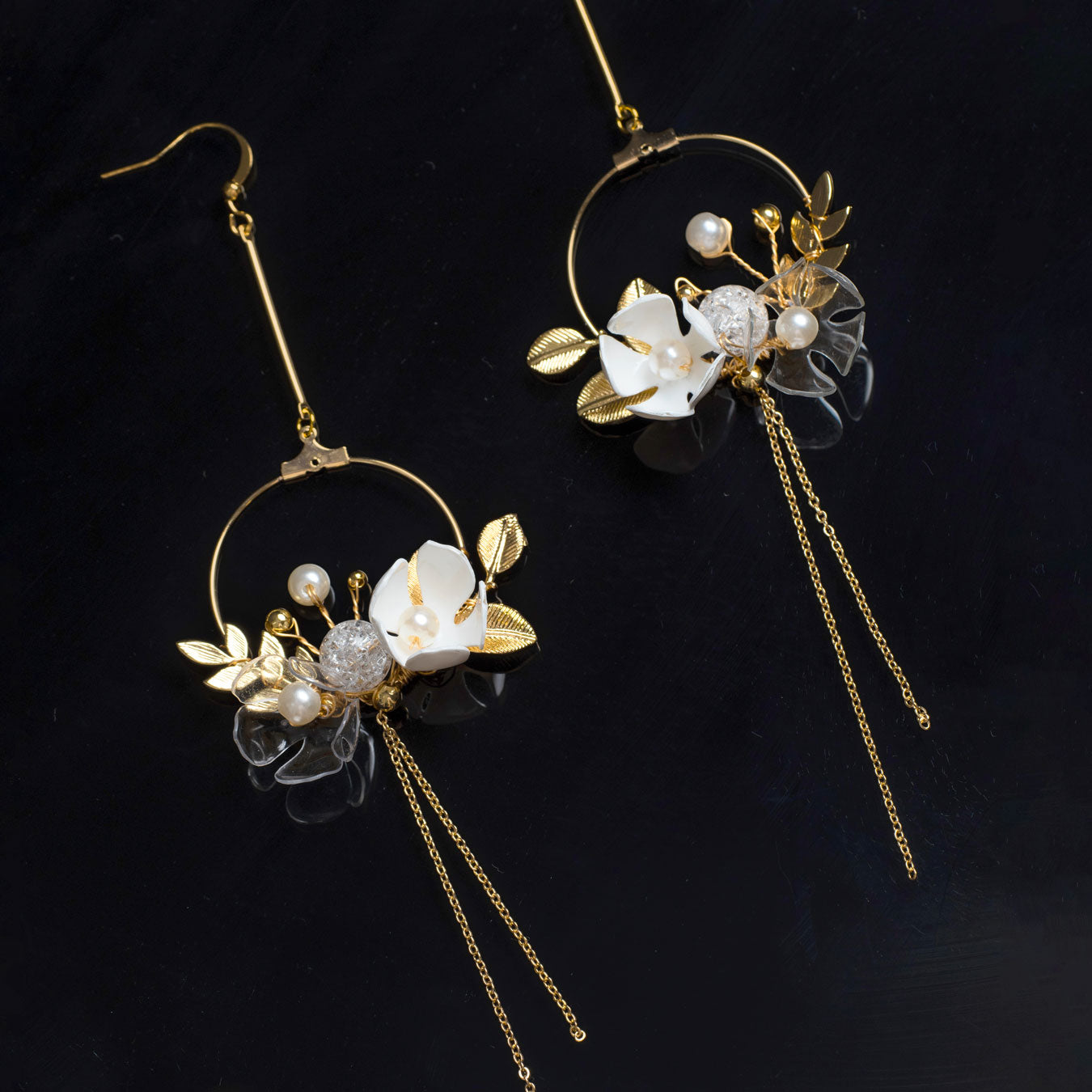 Floral Garland Drip Earrings Earrings Upcycle with Jing 