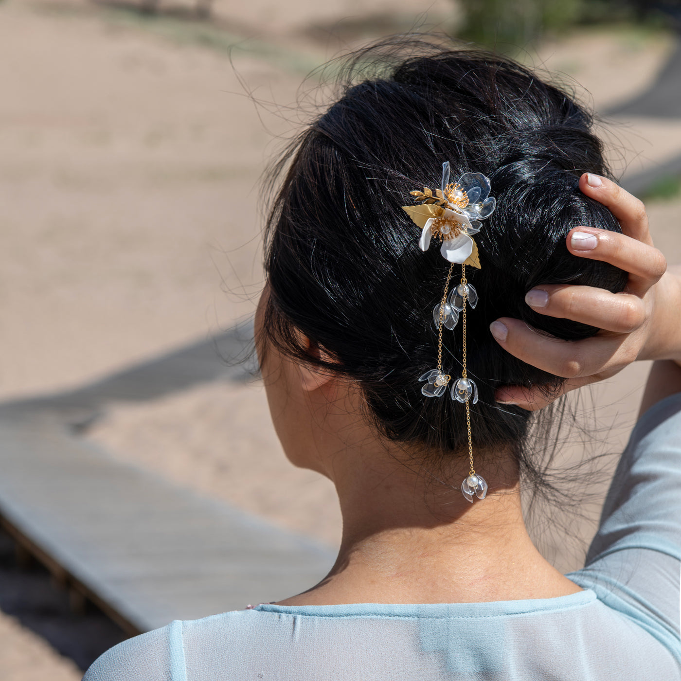 Floral kanzashi hairpin hiusneula